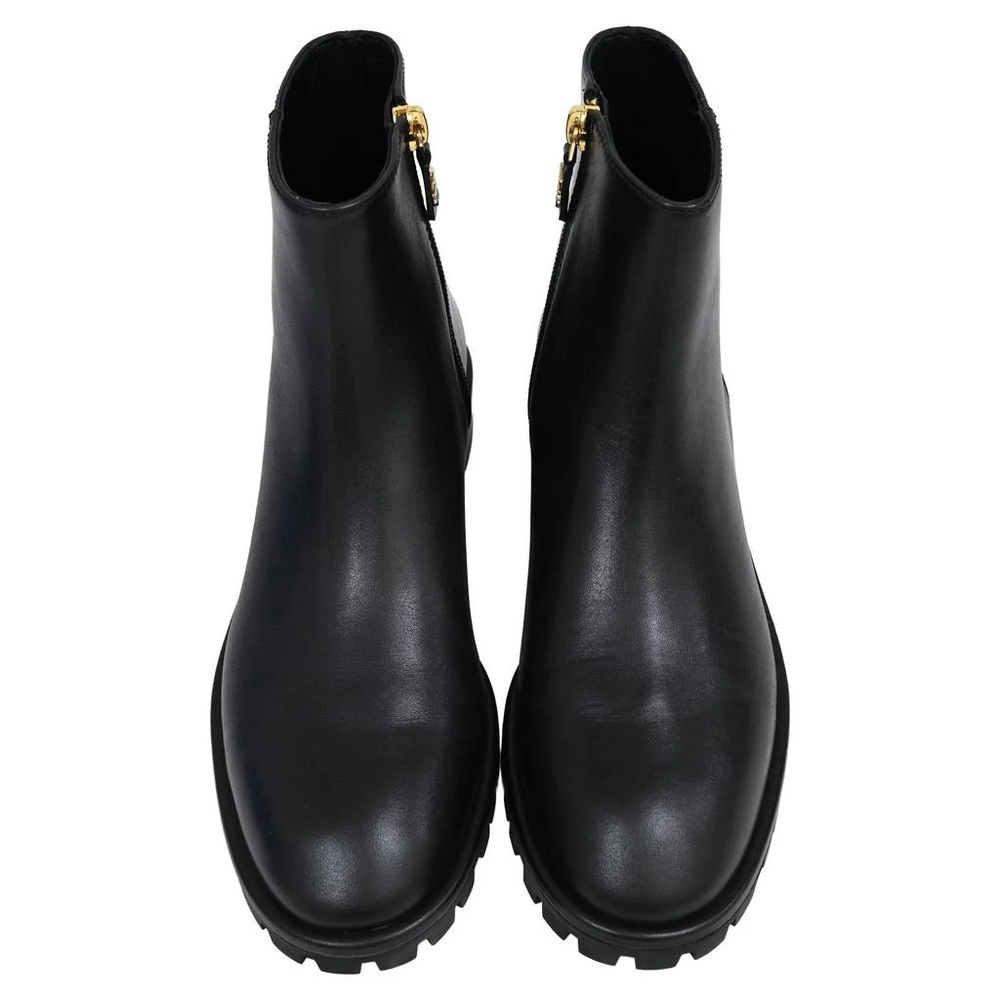 Stuart Weitzman Maelie Black Smooth Calf Leather Ankle Boots Lug Sole 5.5 B - Picture 3 of 12